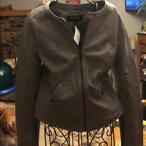 New woman’s leather jacket light gray S/S